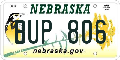 NE license plate BUP806
