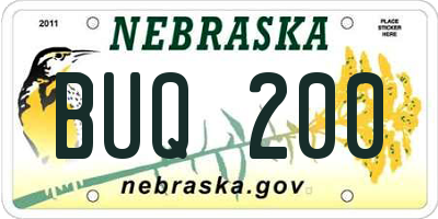 NE license plate BUQ200