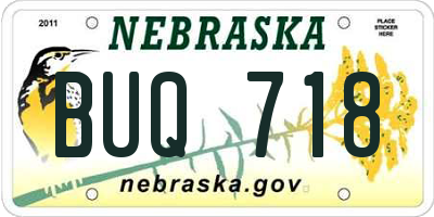 NE license plate BUQ718