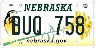 NE license plate BUQ758