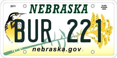 NE license plate BUR221
