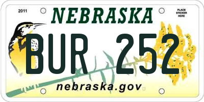 NE license plate BUR252