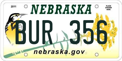 NE license plate BUR356