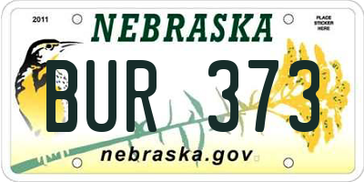NE license plate BUR373