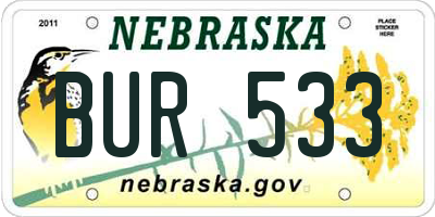 NE license plate BUR533