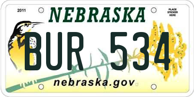 NE license plate BUR534