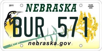 NE license plate BUR571