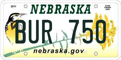 NE license plate BUR750