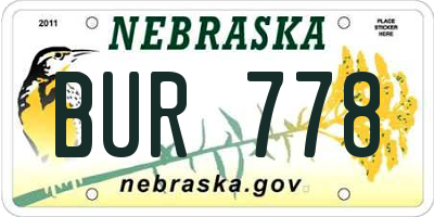 NE license plate BUR778