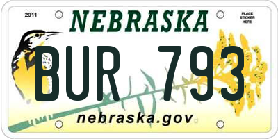 NE license plate BUR793