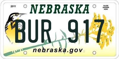 NE license plate BUR917