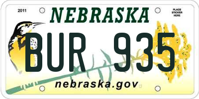 NE license plate BUR935