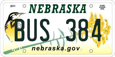 NE license plate BUS384