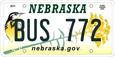 NE license plate BUS772