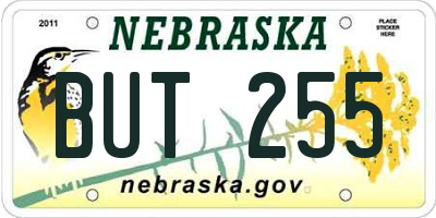 NE license plate BUT255