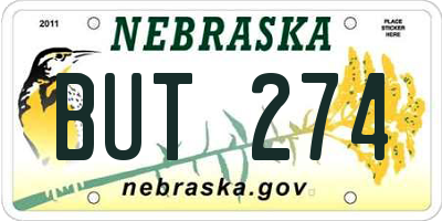 NE license plate BUT274