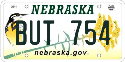 NE license plate BUT754