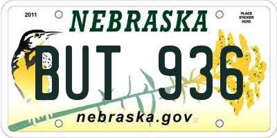 NE license plate BUT936