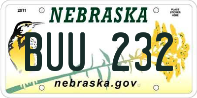 NE license plate BUU232