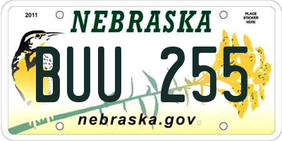 NE license plate BUU255