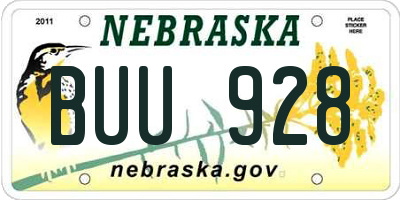 NE license plate BUU928