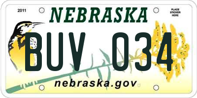 NE license plate BUV034