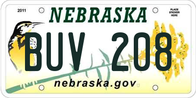 NE license plate BUV208