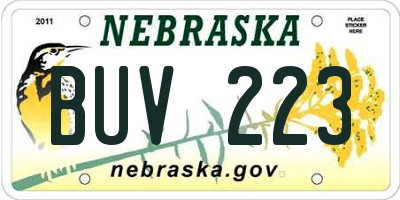 NE license plate BUV223