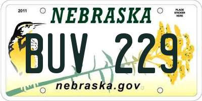 NE license plate BUV229