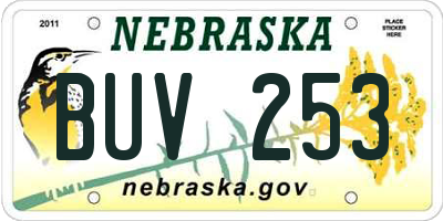 NE license plate BUV253