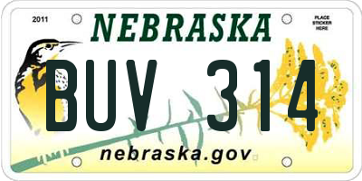 NE license plate BUV314