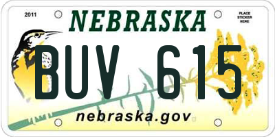 NE license plate BUV615