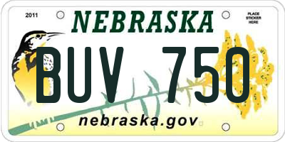 NE license plate BUV750