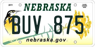 NE license plate BUV875