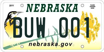 NE license plate BUW001