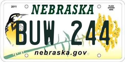 NE license plate BUW244