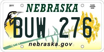 NE license plate BUW276