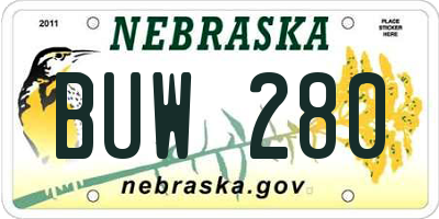 NE license plate BUW280