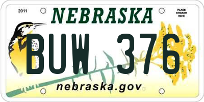 NE license plate BUW376