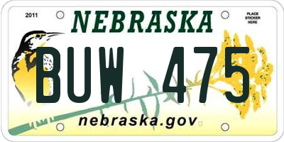 NE license plate BUW475