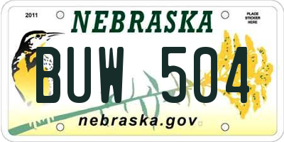 NE license plate BUW504