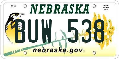 NE license plate BUW538