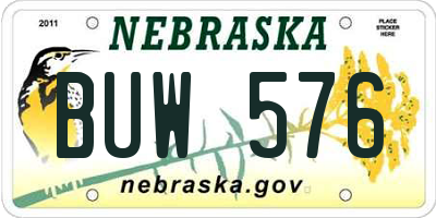 NE license plate BUW576