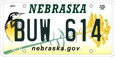 NE license plate BUW614