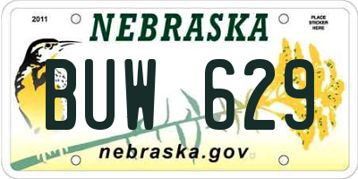 NE license plate BUW629