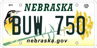 NE license plate BUW750