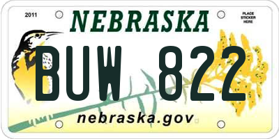 NE license plate BUW822