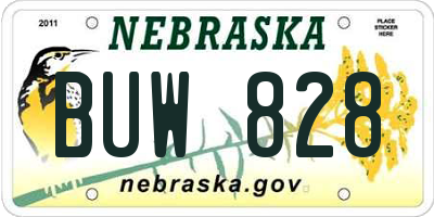 NE license plate BUW828