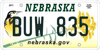 NE license plate BUW835