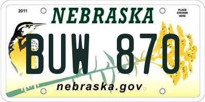 NE license plate BUW870